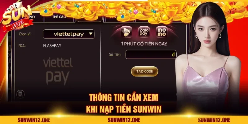 Thông tin cần xem khi nạp tiền Sunwin 